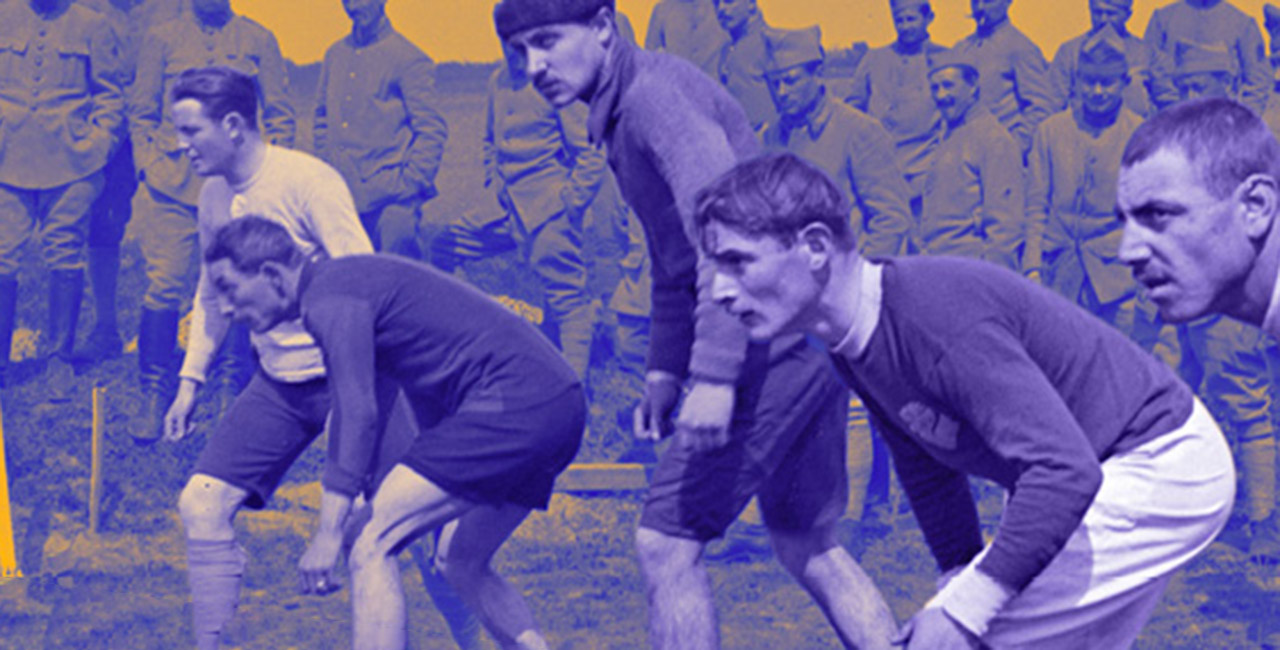 Bannière <i>Soldats sportifs, pratiques sportives dans l’armée française de 1914 à nos jours</i>, une exposition en partenariat avec le musée de la Grande Guerre de Meaux