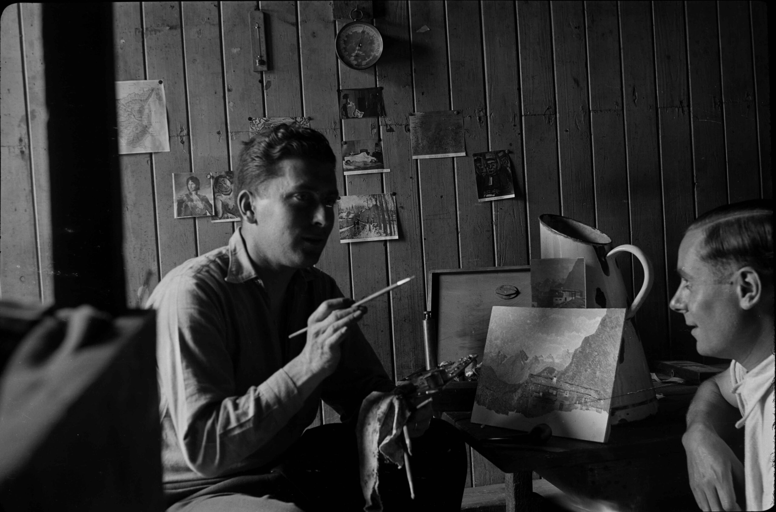 La leçon d’aquarelle. 
Entre mai 1940 et mars 1945, Stalag XII-D, Trèves (Allemagne)