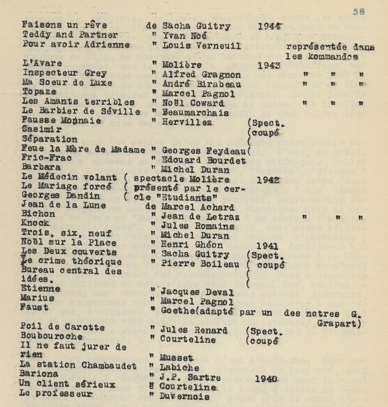 Programmation théâtrale au Stalag XII-D. Extrait de L'Âme des camps, Exposition parisienne, Paris, 1944